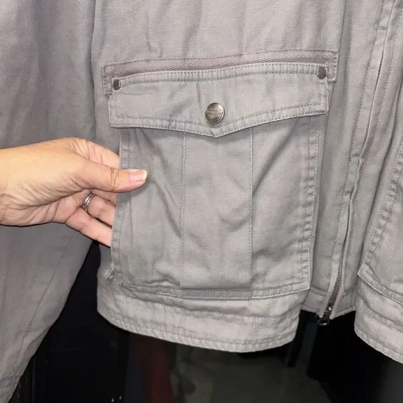 Harley Davidson Jacket Men Coat 2XL Gray Removable Vest Hoodie Embroidered Zip